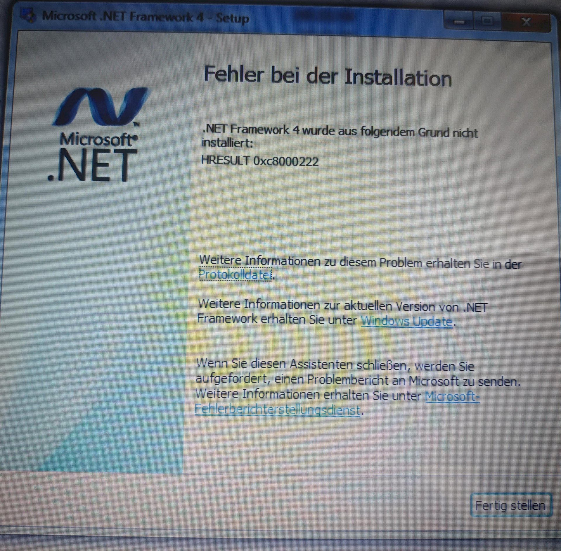 Net Framework 4 can t be installed