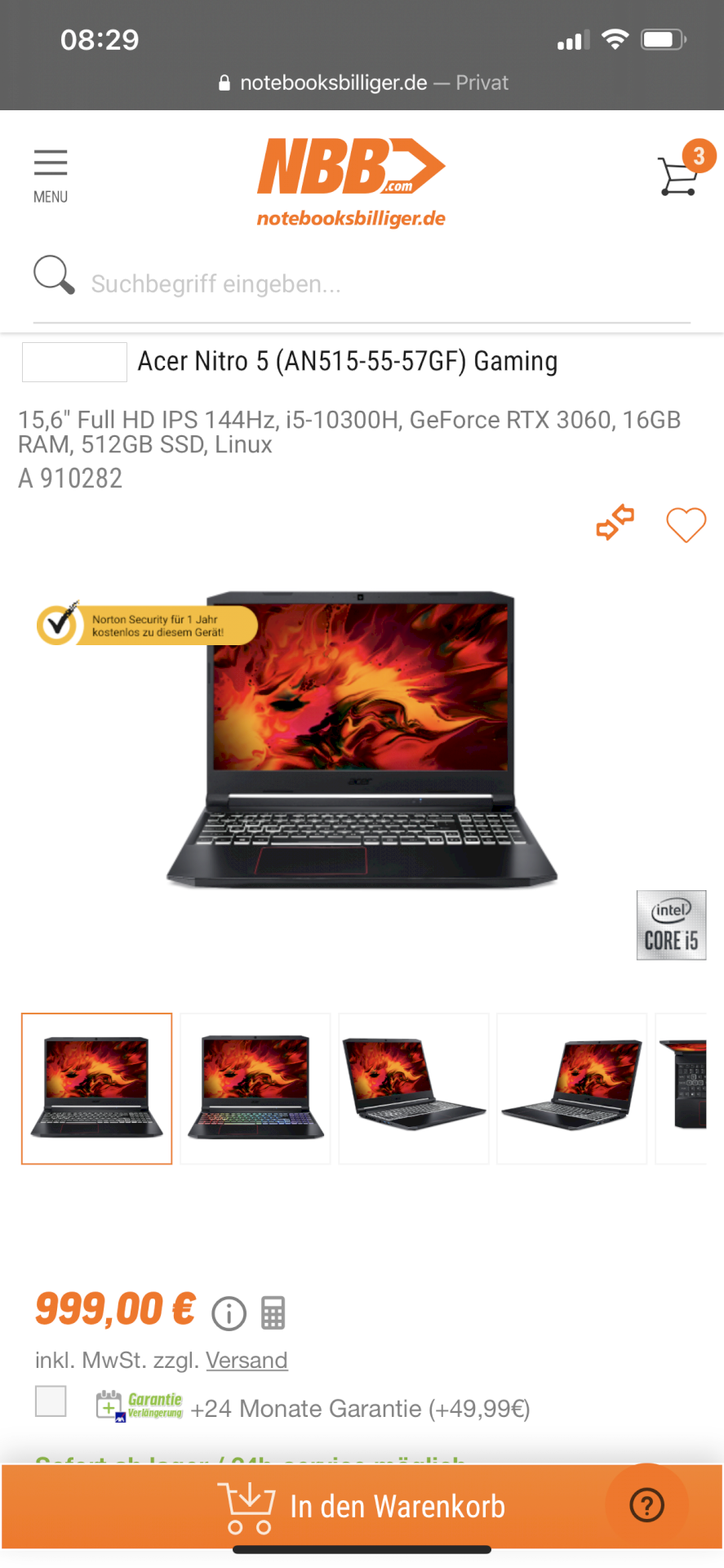 Is it possible to get a gaming laptop with a GTX 3060 for less than 1000 euro