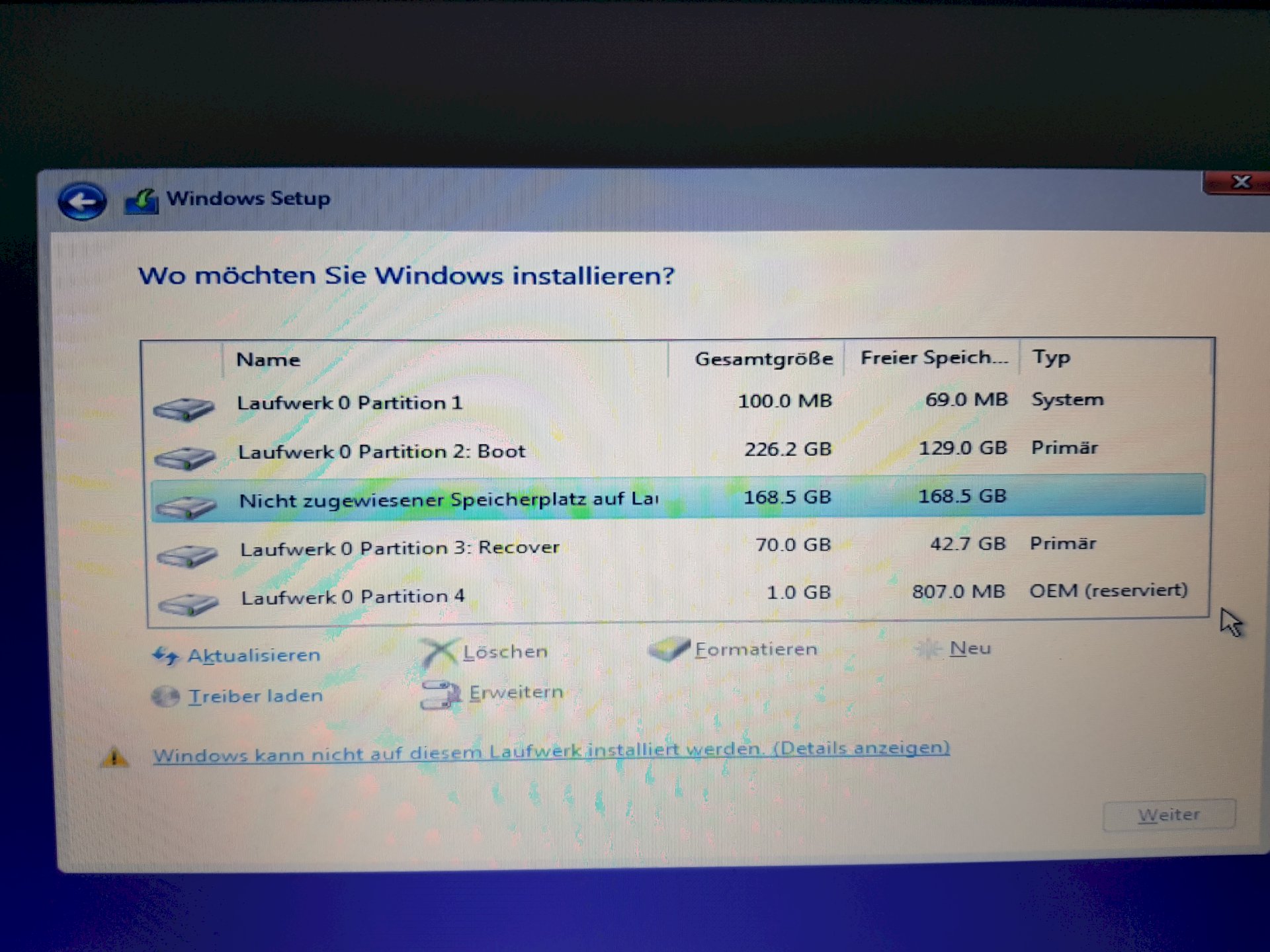 Recover partition delete for a parallel WIN 10 to WIN 7 installation