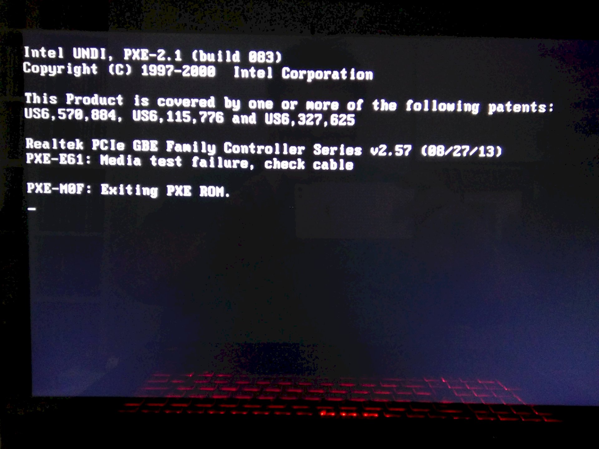 Lenovo notebook error message