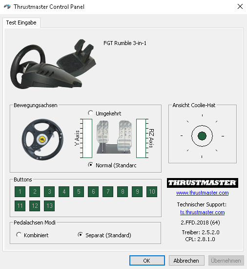 Thrustmaster steering wheel not centered on the PC