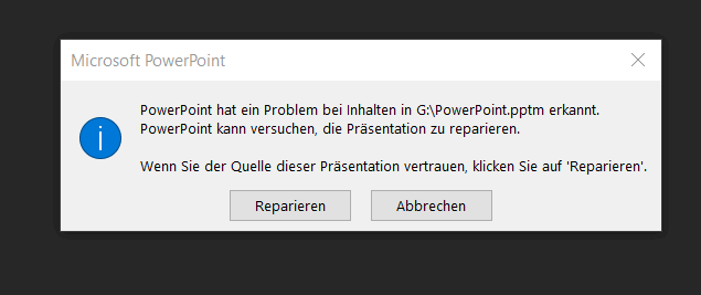 PowerPoint presentation can t be read