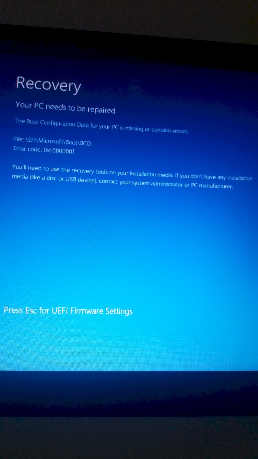 Pc bootfile has been lost what to do