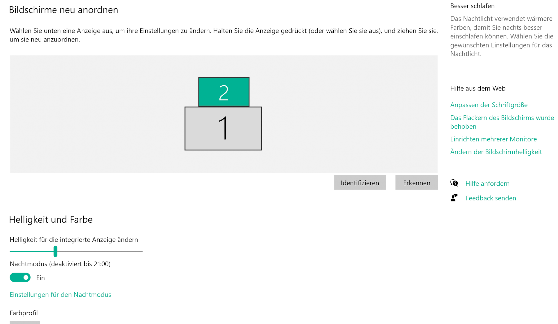2. Monitor display settings