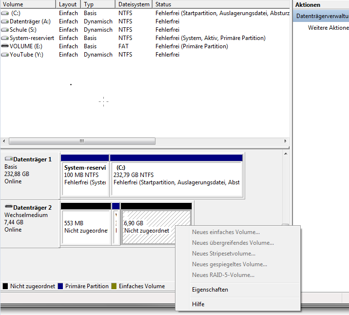 USB stick 8GB of memory unassigned