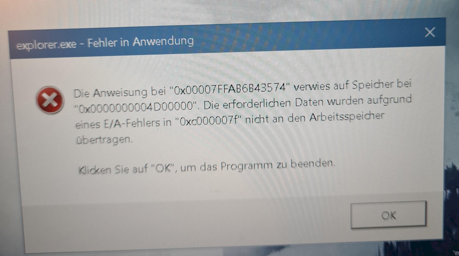 Application error HP laptop