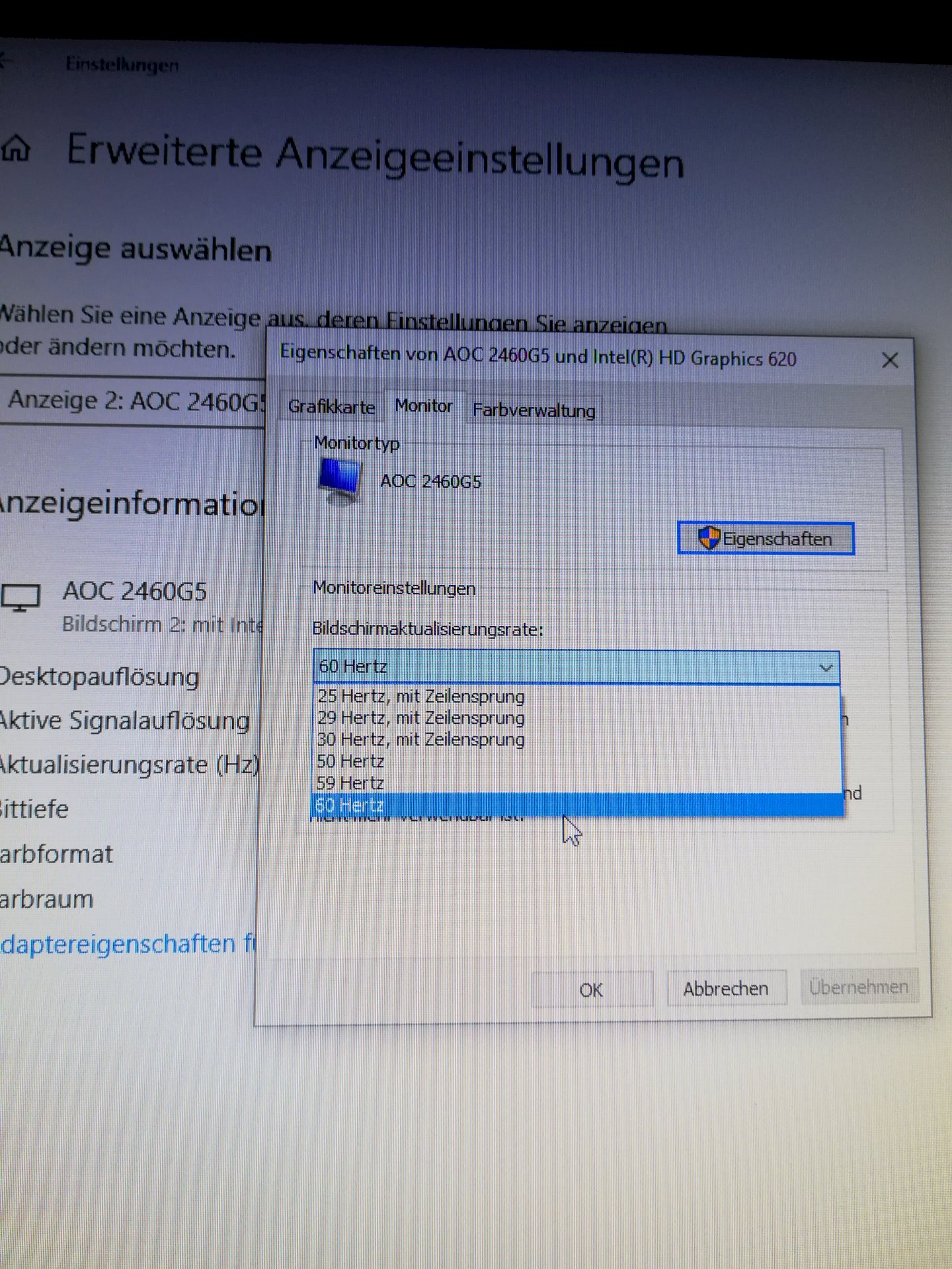 How do I set the monitor to 75hz