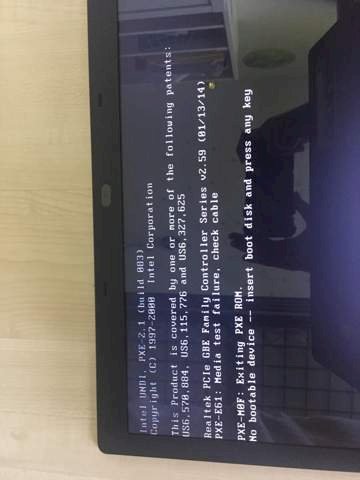 Boot error in the laptop