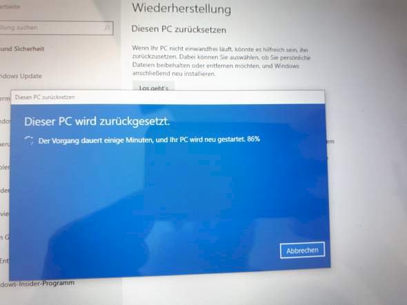 PC does not want to continue to reset