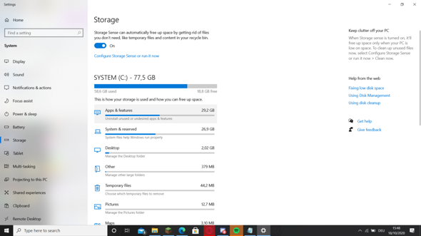 Why do I have so little storage space