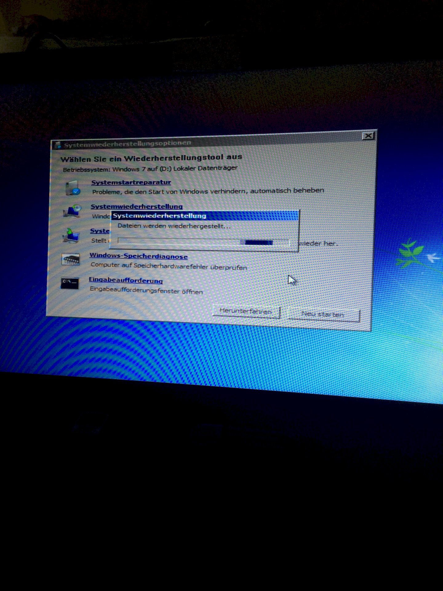 How long does a system recovery take on a win 7 laptop