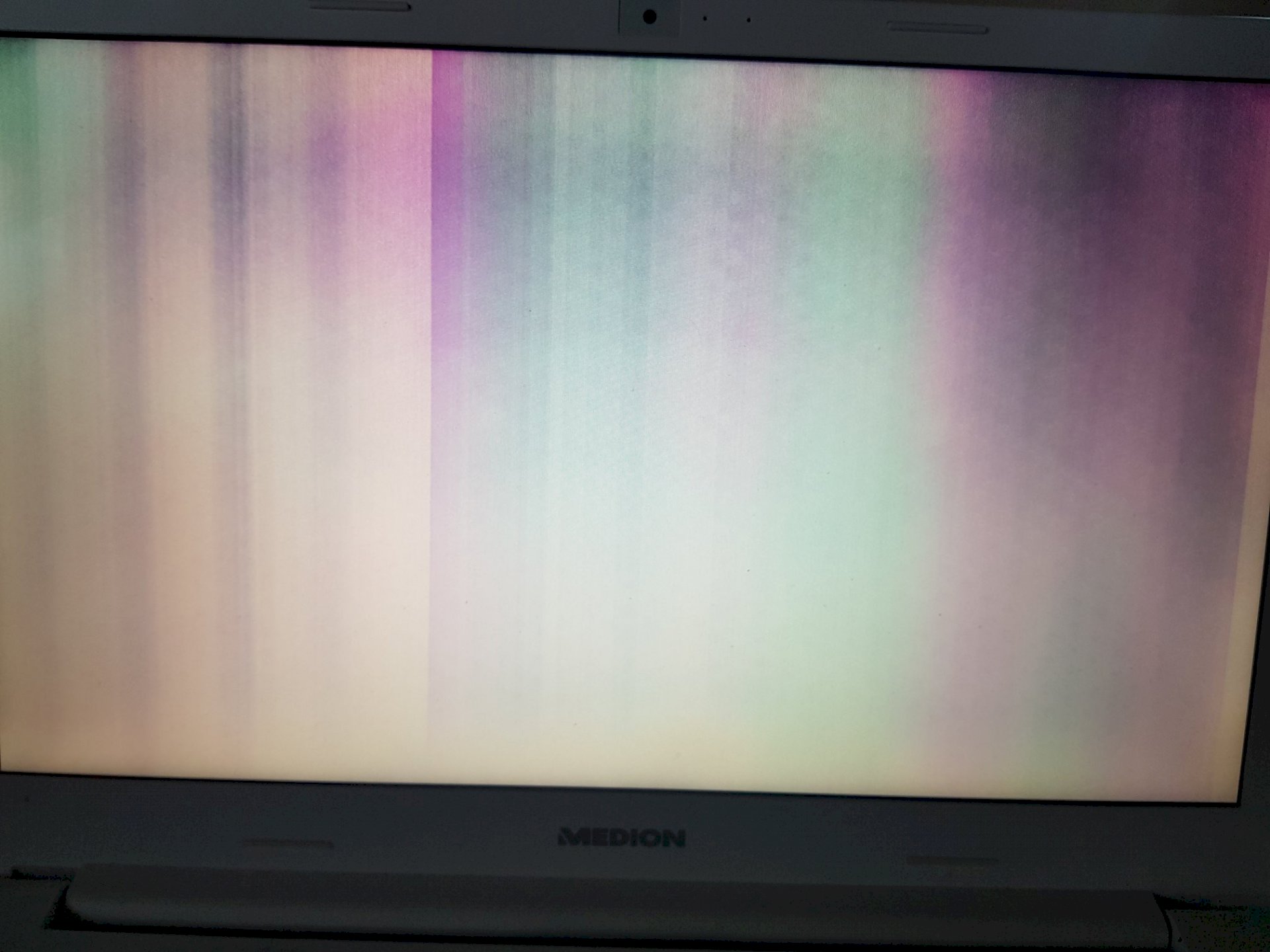 Laptop is slowly turning white with purple lines in it