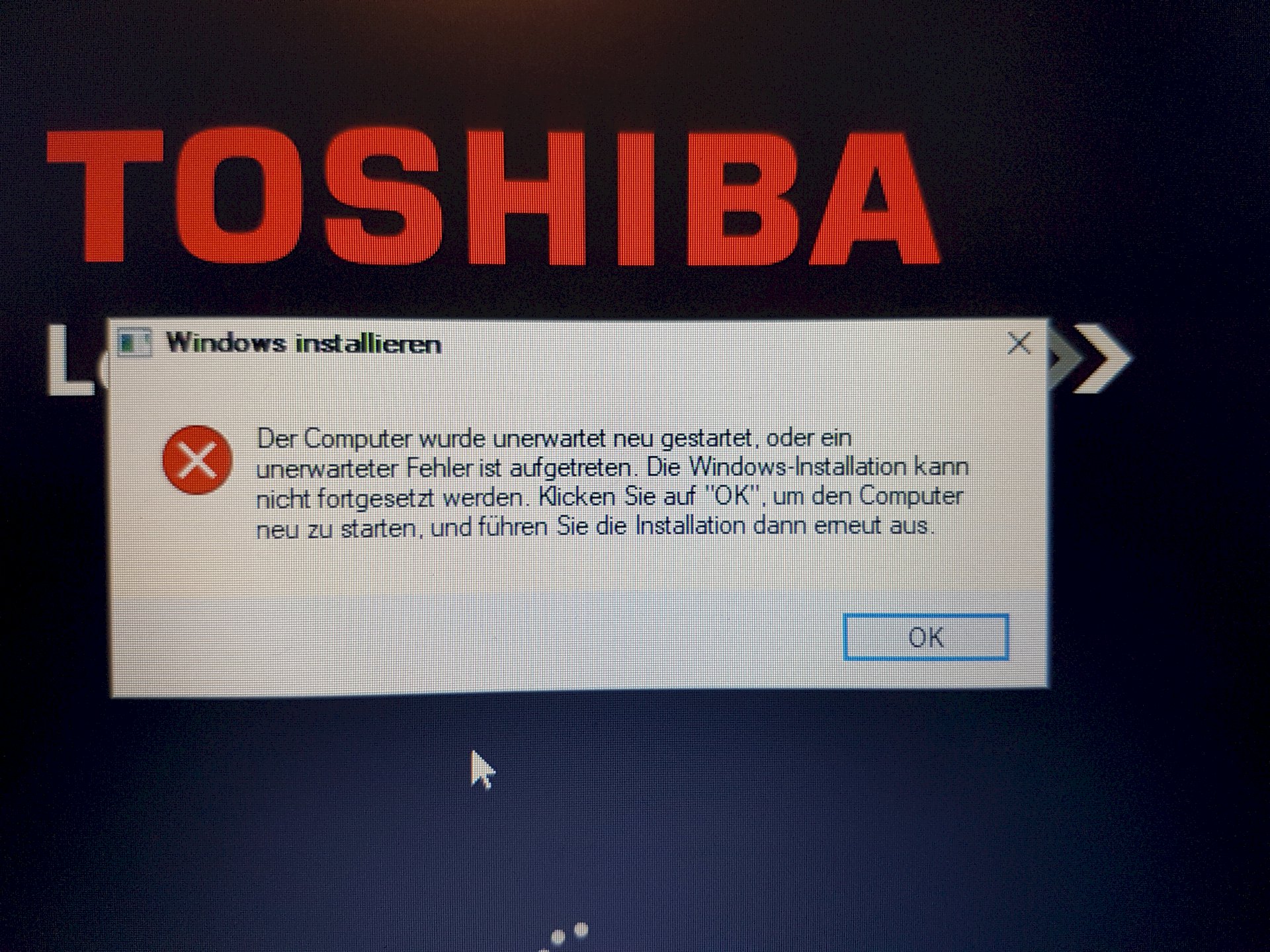 After windows 7 installation failed