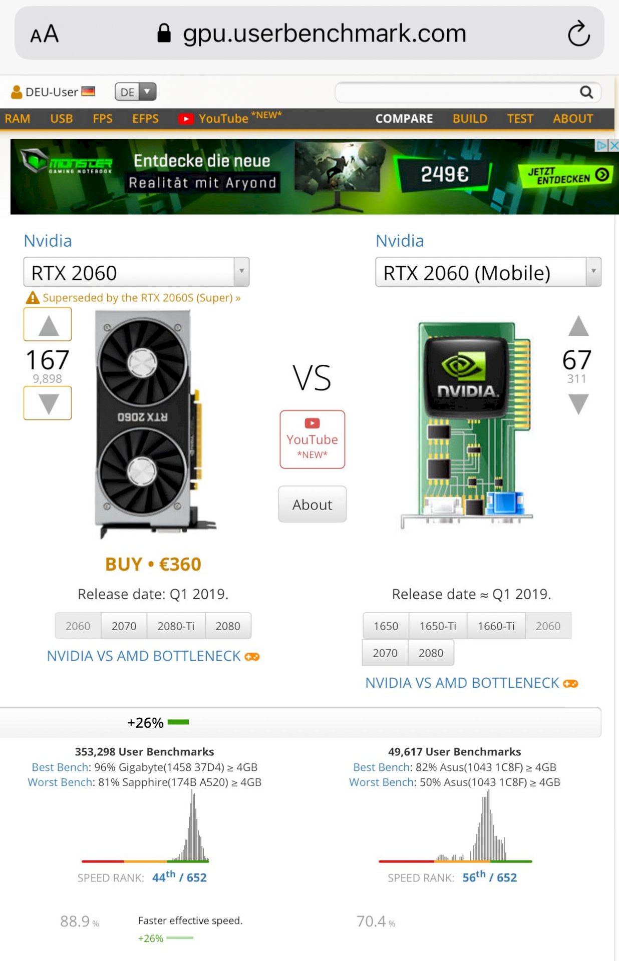 Is the RTX 2060 graphics card in laptops the mobile version
