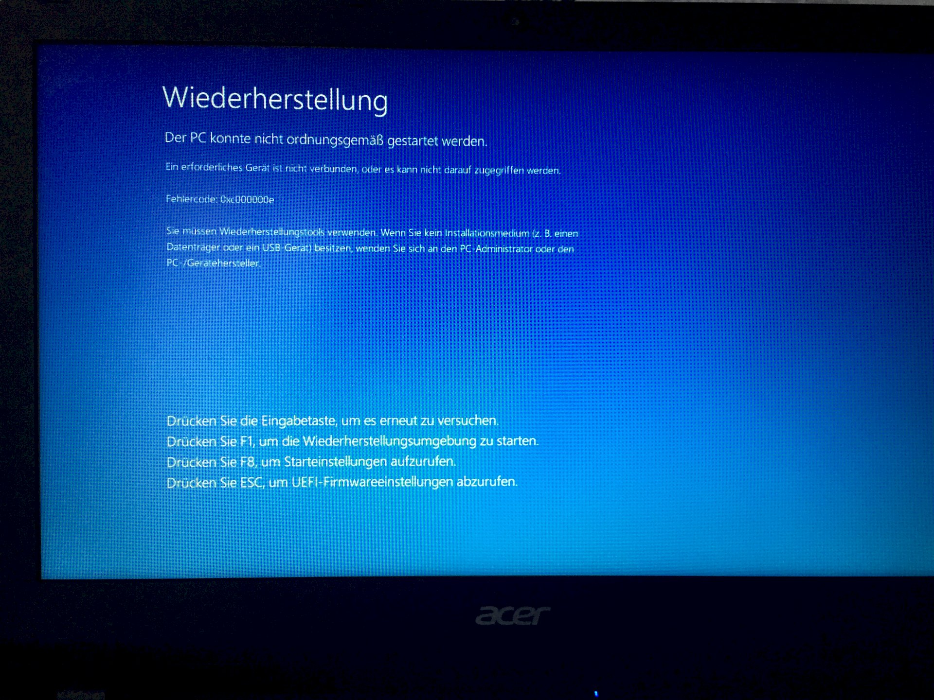 Blue screen error 0xc000000e