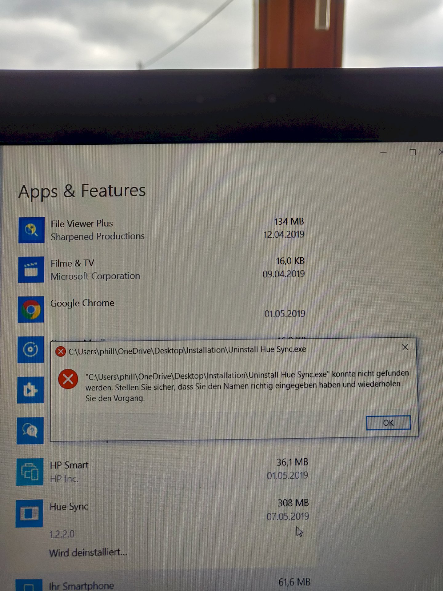 App on laptop still uninstalled despite uninstalling. Can t reinstall now