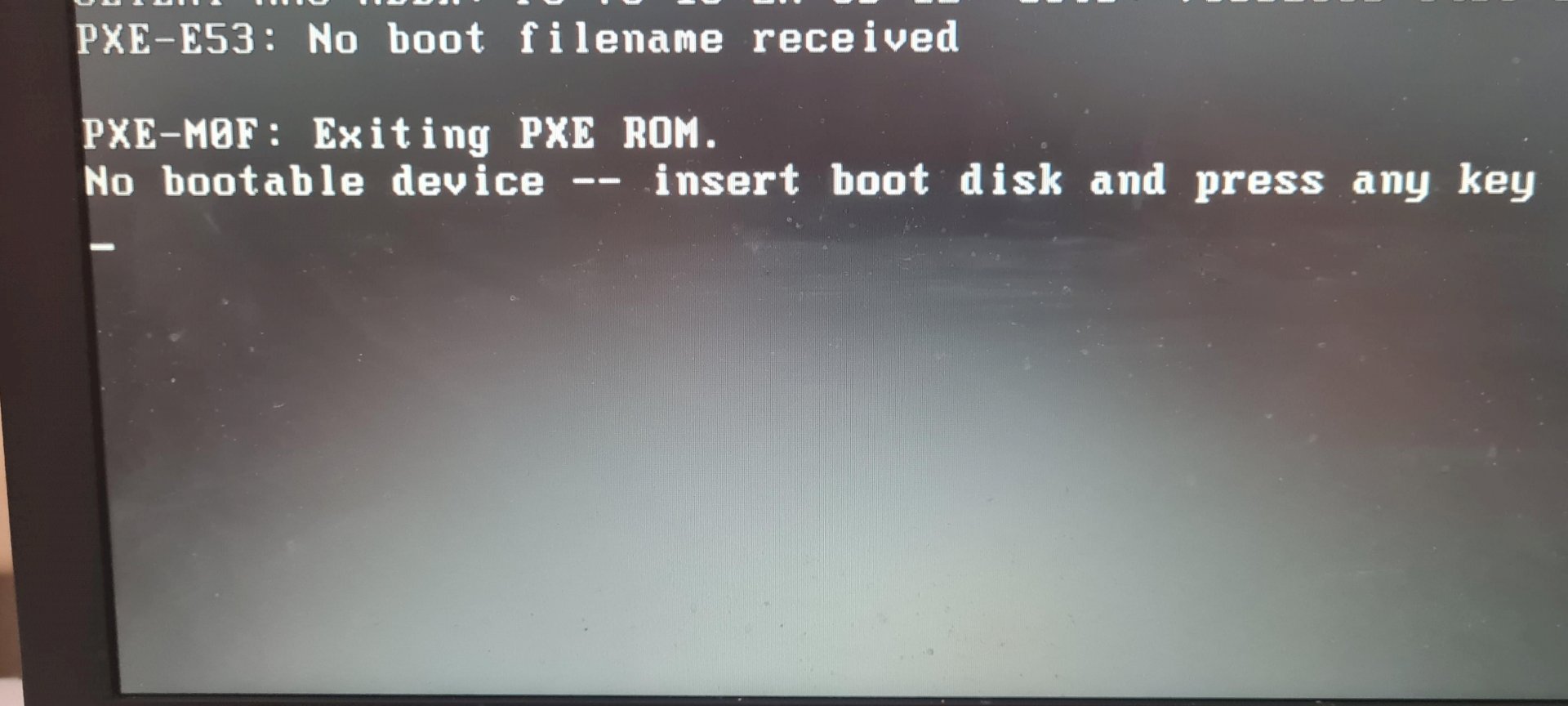 No bootable device - Insert boot disk and press any key