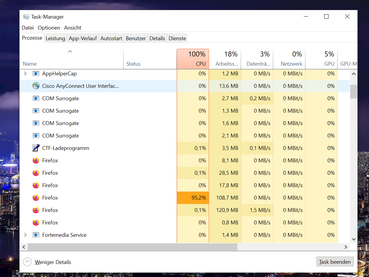 CPU utilization by browser after booting at 100