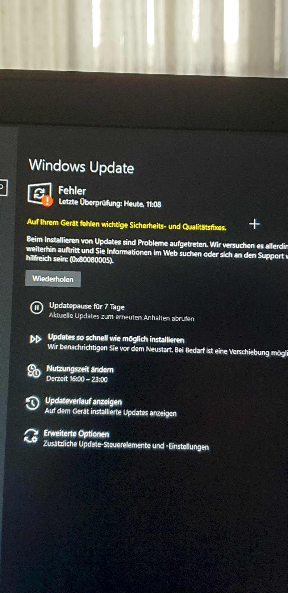 Windows are missing important security and quality fixes on your device