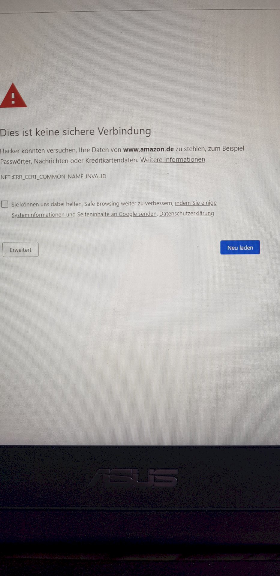 Internet connection on laptop not possible