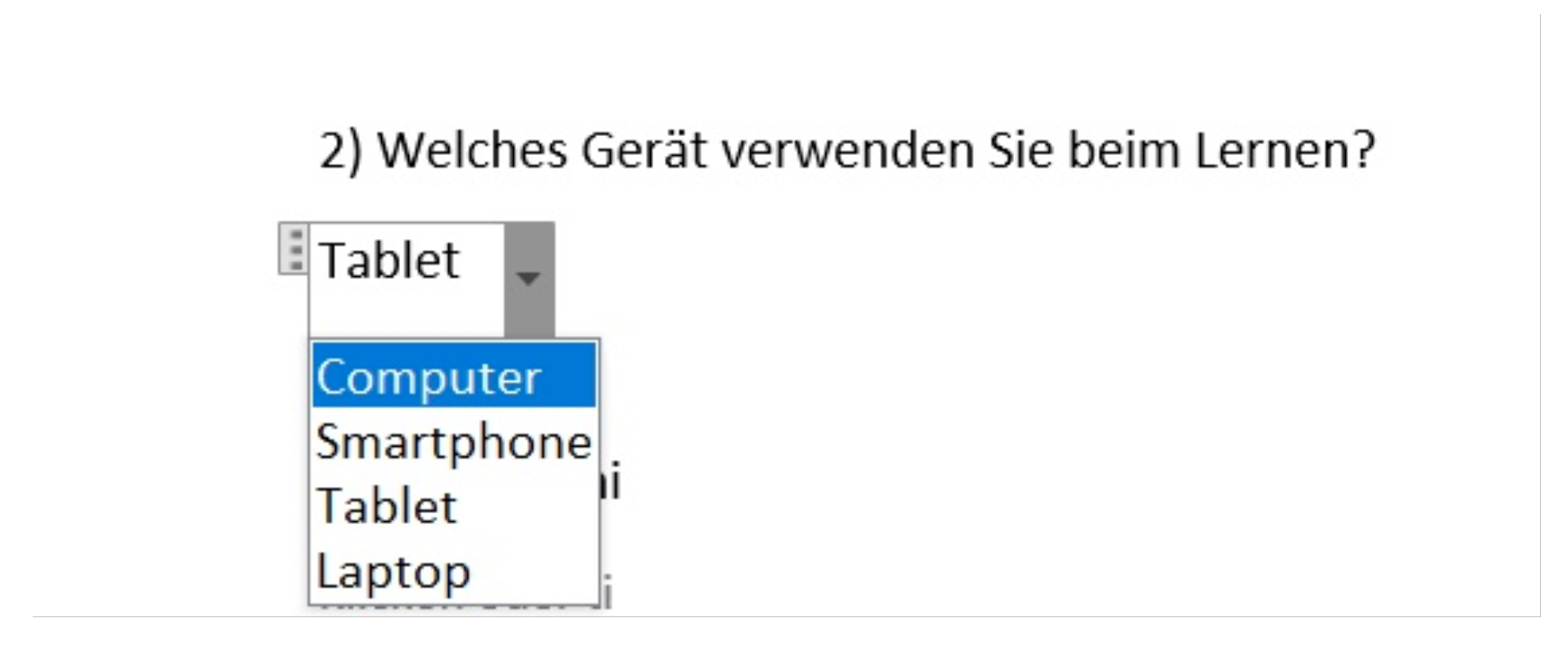 Word Drop-down list