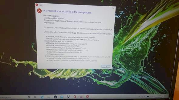 Error message when starting the laptop