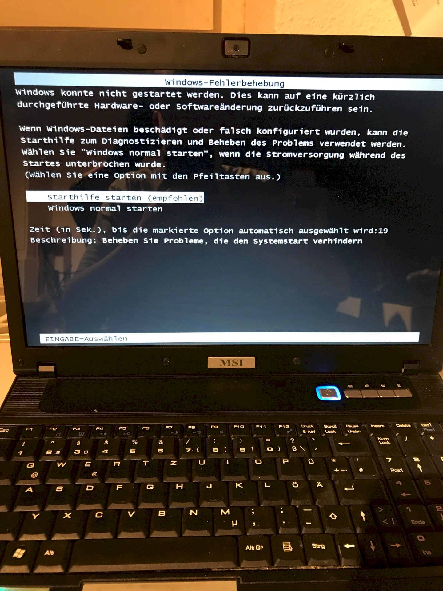 Old Vista Pc does not start