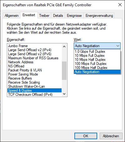 Extension of internet speed to 250 Mbit not possible