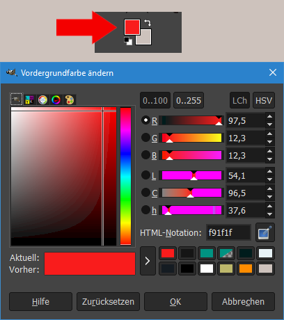 How can I choose a color in Gimp