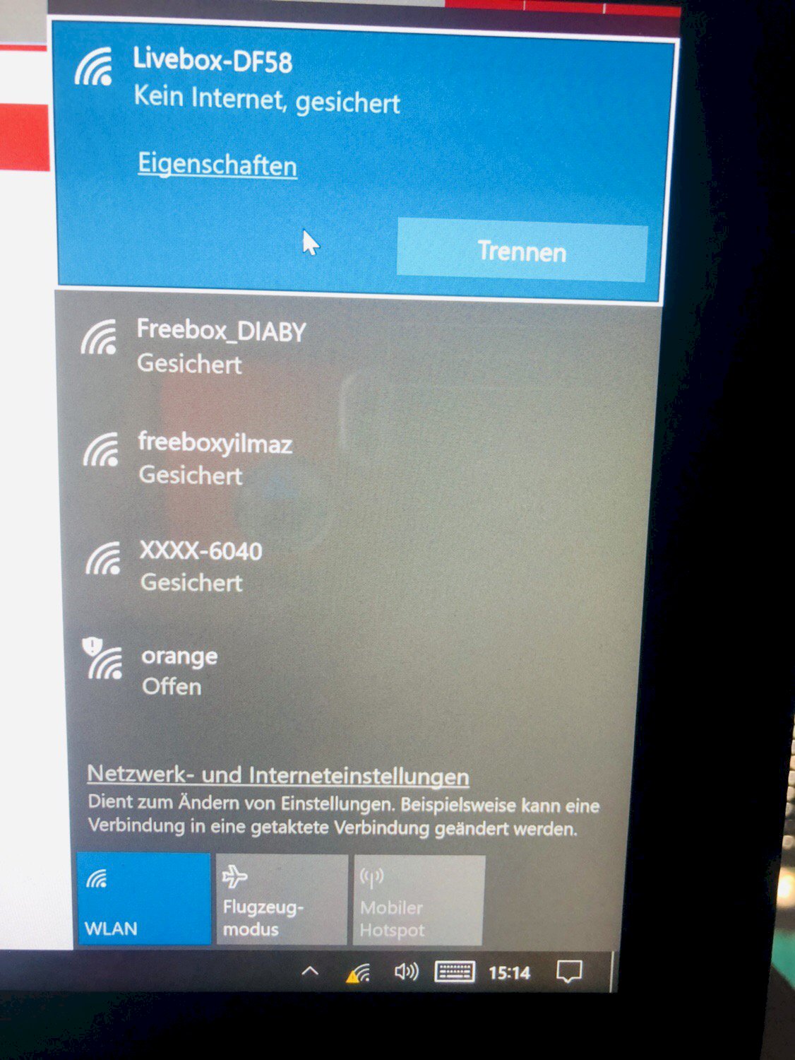 WLAN no Internet, secured Windows 10