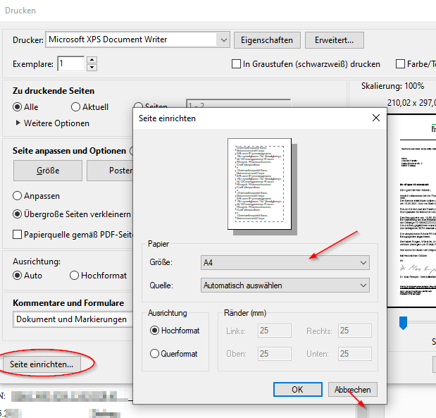 Laptop prints everything in A5 despite A4 settings