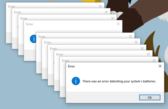 Windows 10 error spam, battery is not recognized, how to fix