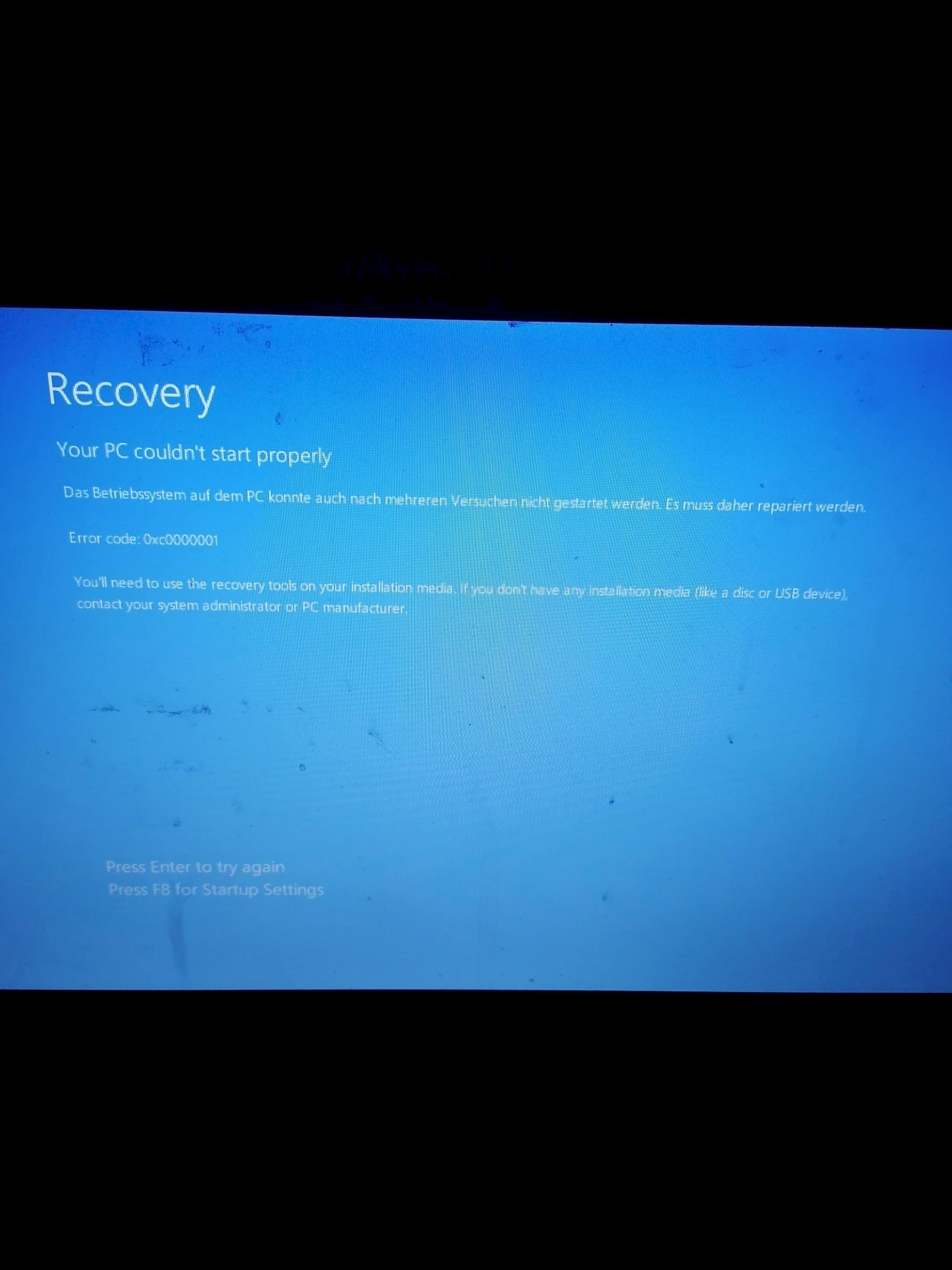 My laptop suddenly shows the recovery screen. What can I do