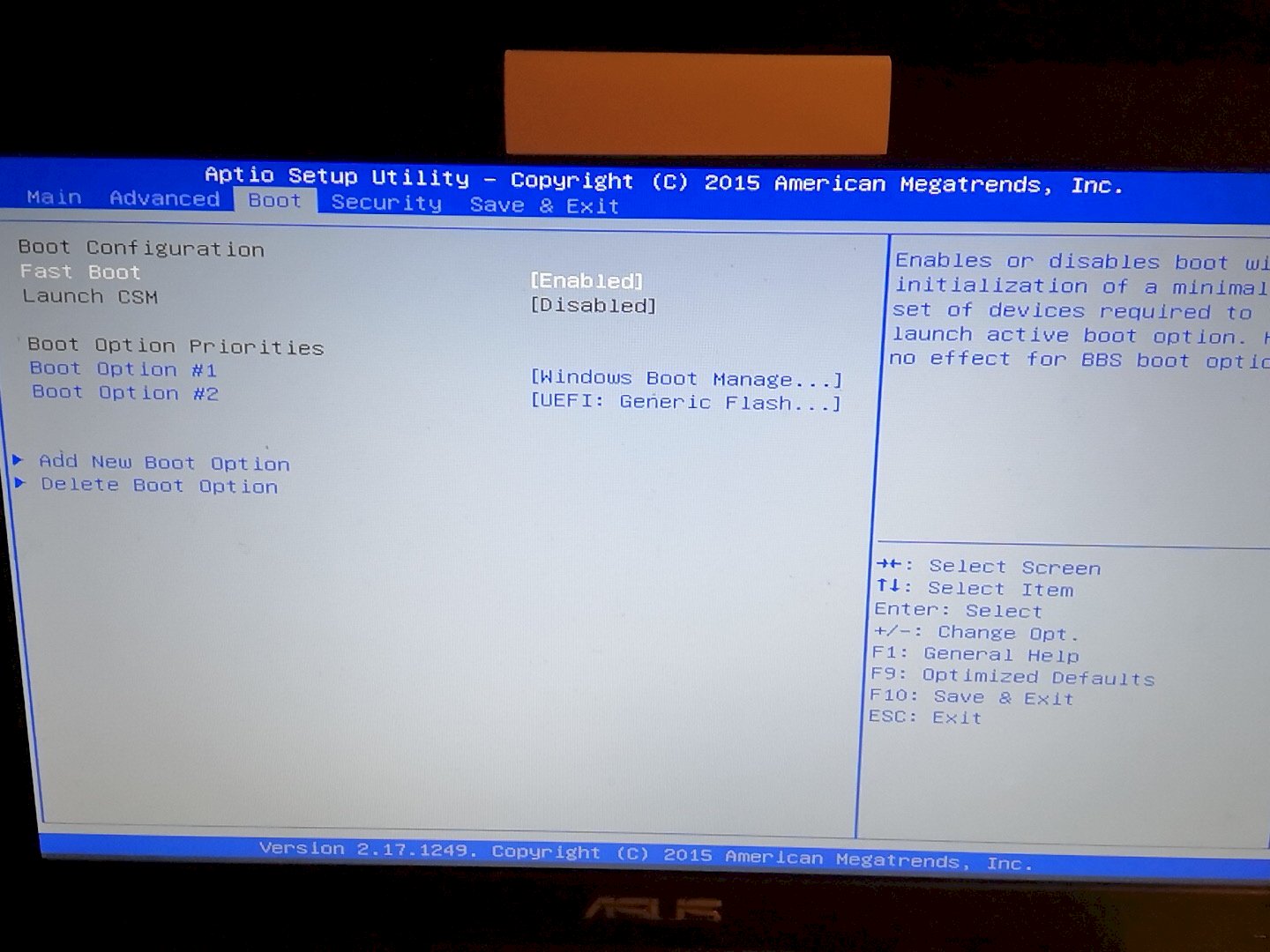 Windows 10 laptop with USB stick boot something