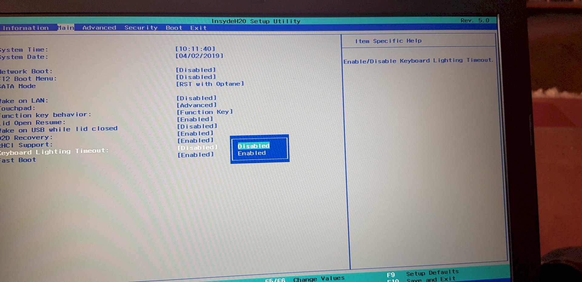 Laptop Illuminated keyboard Always on