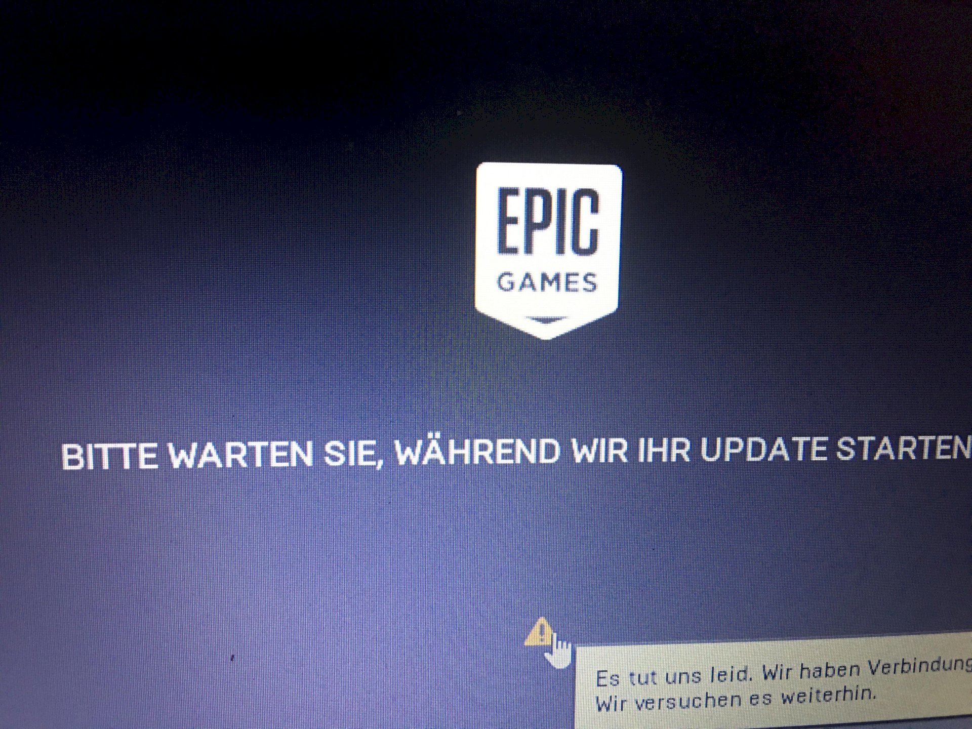 Epic games launcher wants to start an update but has no connection