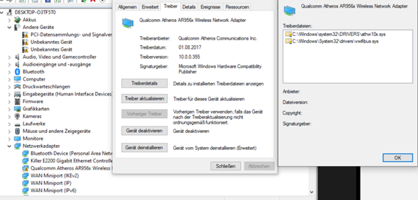 Qualcomm Atheros AR956x WLAN adapter no longer works