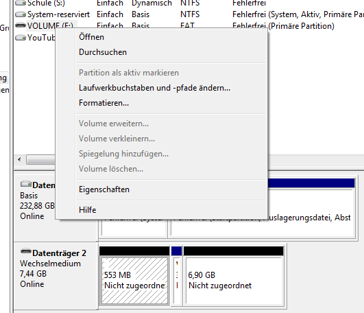 USB stick 8GB of memory unassigned