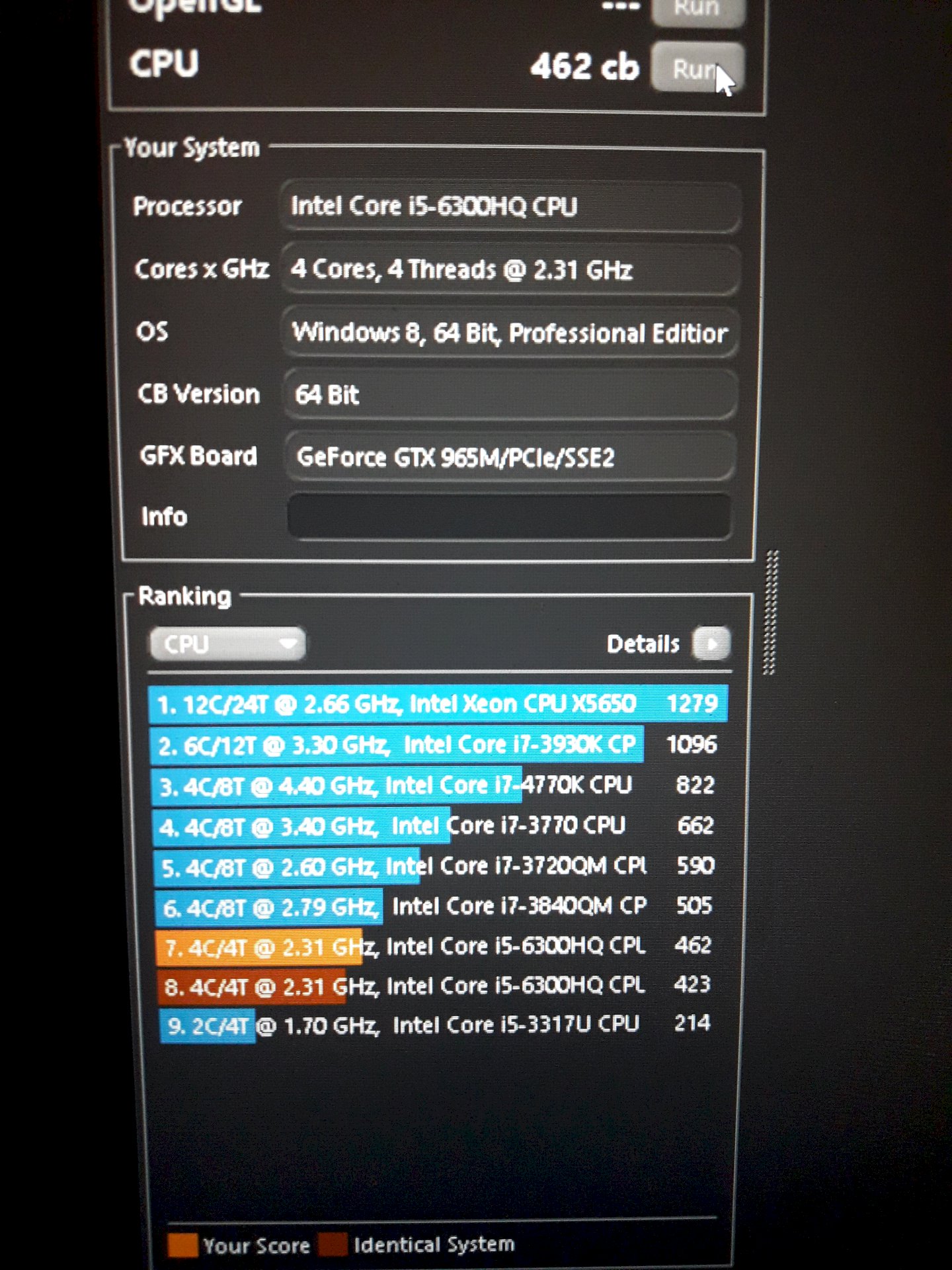 Points difference Cinebench r15